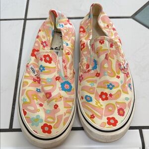 Vans Slip-On Floral Canvas Sneakers - Pink, Red, Blue